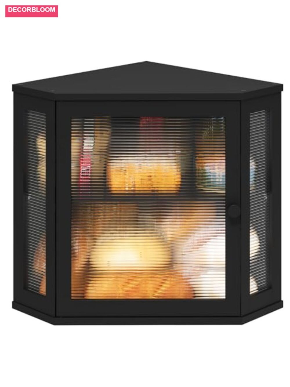 Corner Bread Box Bamboo Wood Large Capacity Storage with Acrylic Wavy Door